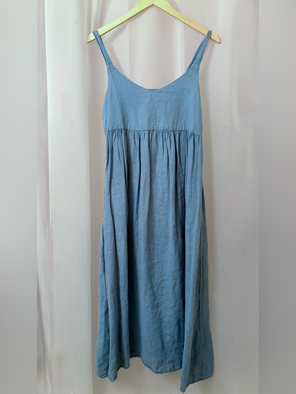 CP Shades Linen Violette Strap Maxi Dress S Lagoon Blue NWOT